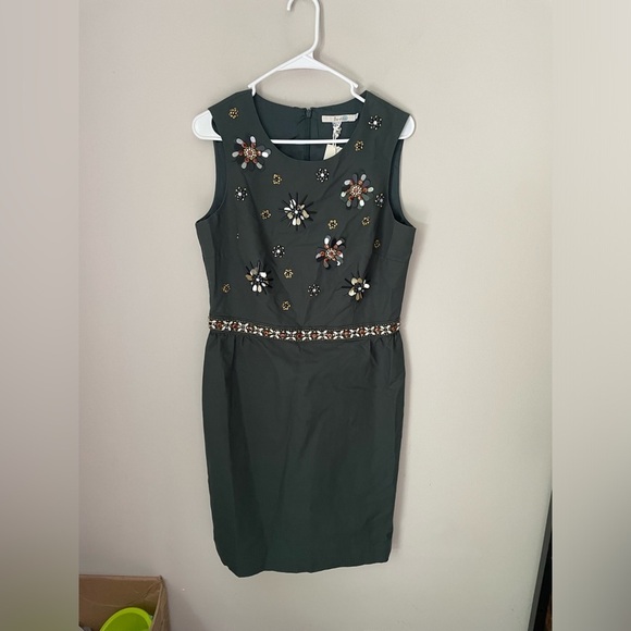 Boden Dresses & Skirts - Boden Dark Green Embellished Sheath Midi Dress